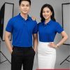 áo thun cá sấu vải poly màu xanh bích trơn