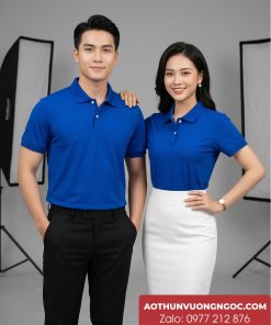 áo thun cá sấu vải poly màu xanh bích trơn