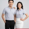 áo thun cá sấu vải poly màu xám khói trơn