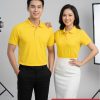 áo thun cá sấu vải poly màu vàng ya trơn