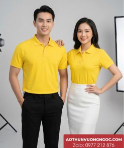 áo thun cá sấu vải poly màu vàng ya trơn