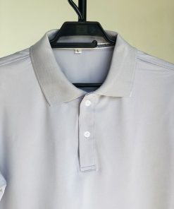 Áo thun cá sấu poly thái màu xám khói