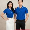 áo đồng phục màu xanh bích phối sọc trắng vãi poly thái