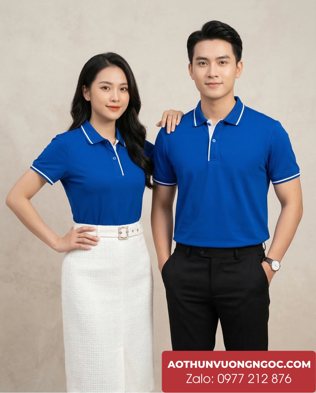 áo đồng phục màu xanh bích phối sọc trắng vãi poly thái