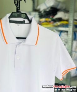 Áo Thun Polo màu Trắng sọc cam