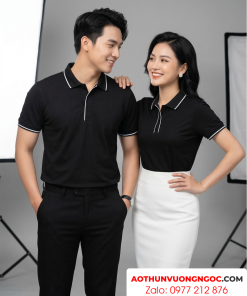 áo thun đồng phục polo màu đen