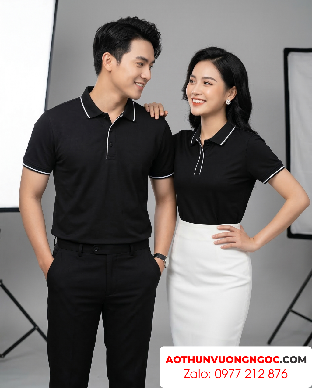áo thun đồng phục polo màu đen