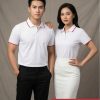 Áo đồng phục trắng sọc đỏ polo